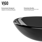 Vigo Sheer Black Glass Vessel Bathroom Sink - 16 1/2 inch