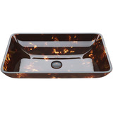 VIGO VG07044 Rectangular Brown And Gold Fusion Glass Vessel Bathroom Sink