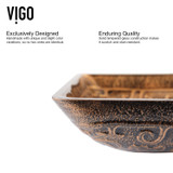 VIGO VG07045 Rectangular Golden Greek Glass Vessel Bathroom Sink