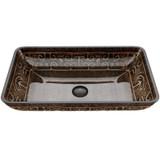 Vigo VG07045 Rectangular Golden Greek Glass Vessel Bathroom Sink - 22 1/4 inch