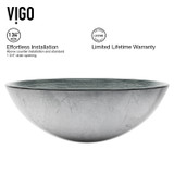 Vigo Simply Silver Glass Vessel Bathroom Sink - 16 1/2 inch