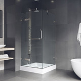 Vigo 32 in. L x 32 in. W x 79 in. H Monteray Frameless Shower Enclosure With Base and with Brushed Nickel Hardware