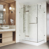 Vigo 36 in. L x 48 in. W x 79 in. H Monteray Frameless Shower Enclosure With Left Drain Base and with Brushed Nickel Hardware