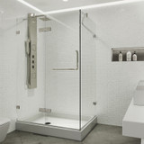 Vigo VG6011BNCL36WL Monteray Frameless Shower Enclosure With Left Drain Base and with Brushed Nickel Hardware