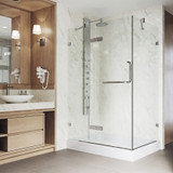 Vigo VG6011CHCL36WL Monteray Frameless Shower Enclosure With Left Drain Base and with Chrome Hardware