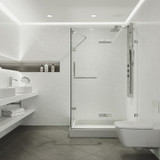 Vigo 32 in. L x 40 in. W x 79 in. H Monteray Frameless Shower Enclosure With Right Drain Base and with Chrome Hardware