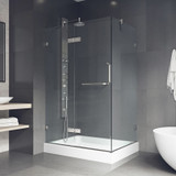 Vigo 32 in. L x 48 in. W x 79 in. H Monteray Frameless Shower Enclosure With Left Drain Base and with Chrome Hardware