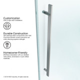 VIGO VG6043STCL6074 Luca Adjustable Frameless Sliding Shower Door with stainless steel Hardware