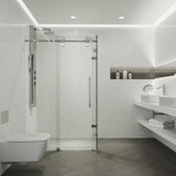 Vigo 34 in. L x 46 in. W x 74 in. H Winslow Frameless Sliding Door Shower Enclosure with Chrome Hardware