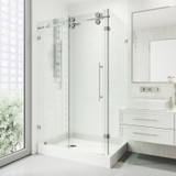 Vigo 36 in. L x 48 in. W x 79 in. H Winslow Frameless Sliding Door Shower Enclosure With Left Drain Base and with Chrome Hardware