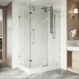 Vigo 36 in. L x 48 in. W x 79 in. H Winslow Frameless Sliding Door Shower Enclosure With Right Drain Base and with Chrome Hardware