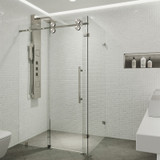 Vigo 34 in. L x 46 in. W x 74 in. H Winslow Frameless Sliding Door Shower Enclosure with stainless steel Hardware