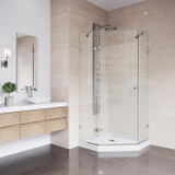 Vigo VG6061BNCL38WS Verona Frameless Neo-Angle Shower Enclosure With Low-Profile Base and with Brushed Nickel Hardware