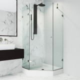 Vigo 40 in. L x 40 in. W x 79 in. H Verona Frameless Neo-Angle Shower Enclosure With Base and with Brushed Nickel Hardware