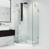 Vigo 40 in. L x 40 in. W x 77 in. H Verona Frameless Neo-Angle Shower Enclosure With Low-Profile Base and with Brushed Nickel Hardware