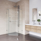 Vigo 34 in. L x 34 in. W x 73 in. H Piedmont Frameless Neo-Angle Shower Enclosure with brushed nickel Hardware
