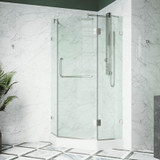 Vigo 38 in. L x 38 in. W x 79 in. H Piedmont Frameless Neo-Angle Shower Enclosure With Base and with Brushed Nickel Hardware