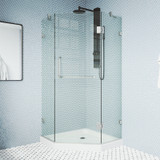 Vigo 40 in. L x 40 in. W x 77 in. H Piedmont Frameless Neo-Angle Shower Enclosure With Low-Profile Base and with Brushed Nickel Hardware