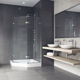 Vigo 47 in. L x 47 in. W x 79 in. H Gemini Frameless Neo-Angle Shower Enclosure With Base and with Brushed Nickel Hardware