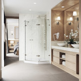 Vigo 47 in. L x 47 in. W x 77. in H Gemini Frameless Neo-Angle Shower Enclosure With Low-Profile Base and with Brushed Nickel Hardware