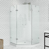 Vigo 42 in. L x 42 in. W x 77 in. H Gemini Frameless Neo-Angle Shower Enclosure With Low-Profile Base and with Chrome Hardware