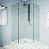 Vigo 47 in. L x 47 in. W x 79 in. H Gemini Frameless Neo-Angle Shower Enclosure With Base and with Chrome Hardware