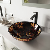 Vigo Oceania Glass Vessel Sink and Linus Faucet Set in Brushed Nickel Finish - 16 1/2 inch