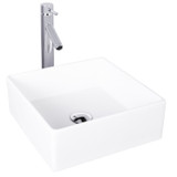 Vigo VGT1000 Dianthus Matte Stone Vessel Bathroom Sink Set With Dior Vessel Faucet In Chrome - 14 1/2 inch