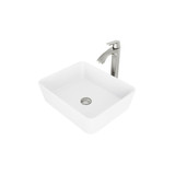 Vigo Marigold Matte Stone Vessel Bathroom Sink Set With Linus Vessel Faucet In Brushed Nickel - 17 3/4 inch