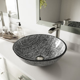 Vigo VGT1057 Titanium Glass Vessel Bathroom Sink Set With Milo Vessel Faucet In Brushed Nickel - 16 1/2 inch