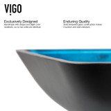 Vigo Rectangular Turquoise Water Glass Vessel Bathroom Sink Set With Niko Vessel Faucet In Chrome - 18 1/8 inch