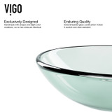 VIGO VGT1075 Crystalline Glass Vessel Bathroom Sink Set With Niko Vessel Faucet In Chrome