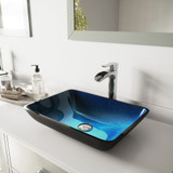 Vigo Crystalline Glass Vessel Bathroom Sink Set With Niko Vessel Faucet In Chrome - 16 1/2 inch