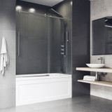Vigo Luca 60" x 58" Adjustable Frameless Sliding Tub Door In Stainless Steel