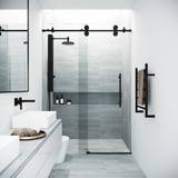 Vigo 56-60 in. W x 74 in. H Elan Adjustable Frameless Sliding Shower Door with Matte Black Hardware
