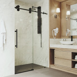 Vigo 56-60 in. W x 74 in. H Elan Adjustable Frameless Sliding Shower Door with Matte Black Hardware