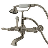 Kingston Brass Wall Mount Clawfoot Tub Filler Faucet with Hand Shower - Satin Nickel CC541T8