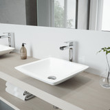 Vigo VGT939 Begonia Matte Stone Vessel Bathroom Sink Set With Amada Faucet In Chrome