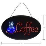 Alpine  ALP497-05 LED Coffee Sign, Oval, 23 x 14 - Black