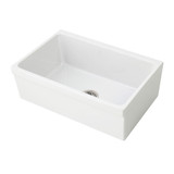 Whitehaus WHQ5530-WHITE Glencove Fireclay 30" Reversible Sink with Elegant Beveled Apron Front on one side Decorative 2" Lip Plain on Opposite Side