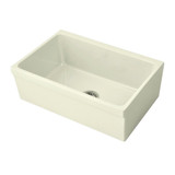 Whitehaus WHQ5530-BISCUIT Glencove Fireclay 30" Reversible Sink with Elegant Beveled Apron Front on one side Decorative 2" Lip Plain on Opposite Side