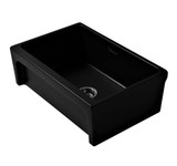 Whitehaus WHQ5530-BLACK Glencove Fireclay 30" Reversible Sink with Elegant Beveled Apron Front on one side Decorative 2" Lip Plain on Opposite Side