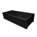 Whitehaus WHQDB5542-BLACK Glencove Fireclay 42" Large Double Bowl Reversible Sink with Elegant Beveled Apron Front on One Side and Decorative Lip on the Opposite Side