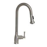 Whitehaus WHS6800-PDK-BSS Waterhaus Kitchen Faucet with Gooseneck Swivel Spout, Pull Down Spray Head, Lever Handle - Brushed Stainless Steel