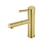 Whitehaus WHS1394-PSK-B Waterhaus Solid Stainless Steel, Single Hole, Single Lever Kitchen Faucet with Pull-Out Head - Brass