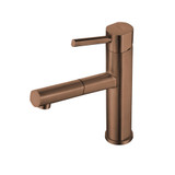 Whitehaus WHS1394-PSK-CO Waterhaus Solid Stainless Steel, Single Hole, Single Lever Kitchen Faucet with Pull-Out Head - Copper