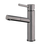 Whitehaus WHS1394-PSK-GM Waterhaus Solid Stainless Steel, Single Hole, Single Lever Kitchen Faucet with Pull-Out Head - Gunmetal