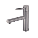 Whitehaus WHS1394-PSK-GM Waterhaus Solid Stainless Steel, Single Hole, Single Lever Kitchen Faucet with Pull-Out Head - Gunmetal