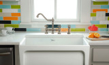 Whitehaus WHKBTCR3-9201-NT-BN Vintage III Plus Bridge Kitchen Faucet with Traditional Swivel Spout, Cross Handles and Brass Side Spray - Brushed Nickel