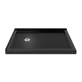 DreamLine SlimLine 36 in. D x 54 in. W x 2 3/4 in. H Left Drain Double Threshold Shower Base in Black